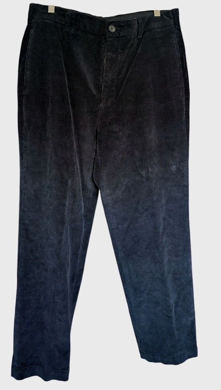 Brooks Brothers Mens Corduroy Pants W34 L30 Black Hudson Straight Leg Preppy